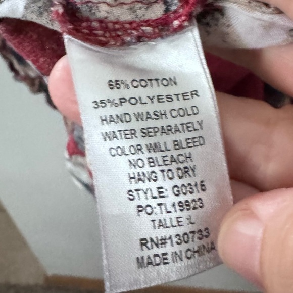 Umgee floral layered shirt dress red with floral pattern Size Large - Picture 8 of 8